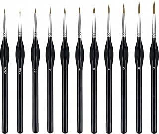 11 Pcs Detail Paint Brush Set, Fine Tip Miniature Paint Brushes 00000-7 for Acrylic Watercolour Oil Painting, Micro Paintbrush Kit for Models Rock Face Paint Brushes Craft