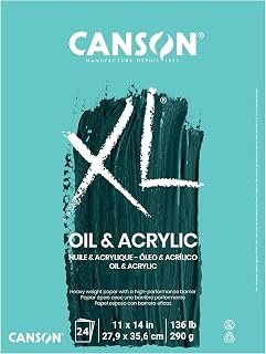 Canson XL Series Oil and Acrylic Paper, Foldover Pad, 11x14 inches, 24 Sheets (136lb/290g) - Artist Paper for Adults and Students