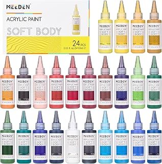MEEDEN Soft Body Acrylic Paints Set: Matte Finish 24 colors x 60ml/2oz