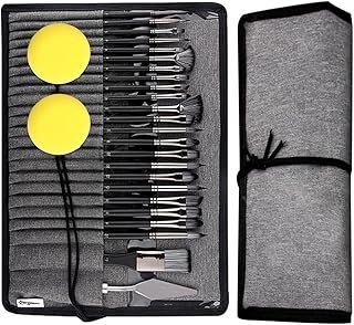 26Pcs Artist Paint Brushes Set Premium Professional Nylon Hair Painting Brush with Cloth Roll Case, Palette Knife Sponges, Multi-Medium Paint Brush Set for Acrylic Oil Watercolor Gouache Art Crafts