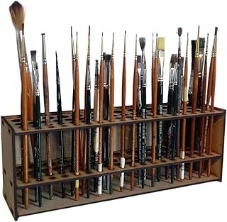 THJOPOKEEL Wooden Paint Brush Holder Stand, Paintbrush Organizer Rack, Paintbrush Holder, 67 Hole Artist Wood Paint Brush Storage Rack Pens Watercolor Brush Art Organizer For Paint Brushes And Markers