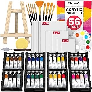 Chalkola Acrylic Paint Set for Adults & Kids - 56 Pcs Canvas Painting Kit