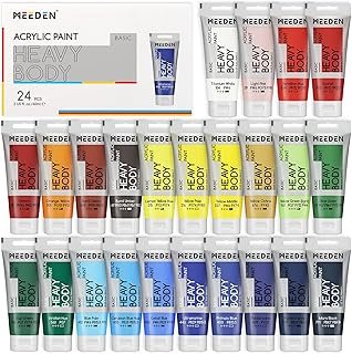 MEEDEN Heavy Body Acrylic Paint: Satin Finish 24 x 60ml (2 oz) Tubes Set