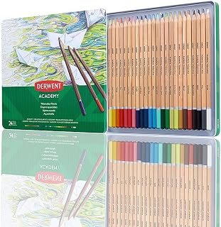 Derwent Academy Watercolour Pencils, Set of 24 in Tin, Multicolour Artist’s Pencils, Ideal for Wet or Dry Colouring, Drawing & Illustration, Premium Hobbyist Quality