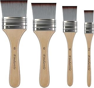 Flat Paint Brushes,4 Sizes Wide Flat Brushes for Acrylic Watercolour Oil Gouache Painting,Artist Paint Brush for Large Area Coloring, Detail Blending, Illustration,Landscape (Black)