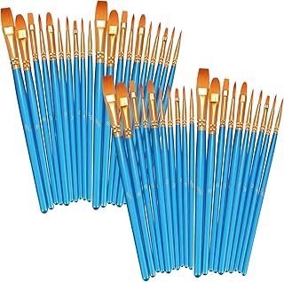 40 PCS Paint Brushes Set, Blue Face Paint Brushes Collection for Watercolour and Acrylic Painting, Miniature Detailing and Multi-Surface Art Projects