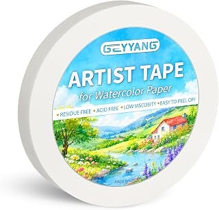 GEYYANG Acid Free Artist Tape, 1/2in x 180ft for Painting & Masking