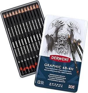DERWENT(R) Graphic Medium Graphite Drawing Pencils, Set of 12, Professional Quality, 34214