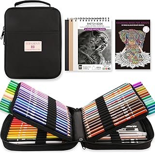 HIFORNY 80 Colored Pencils Set for Adults Coloring – 72 Colors Coloring Pencils with Extras,Artists Soft Core,Drawing Pencils Art Craft Supplies for Adults Beginners Kids