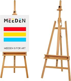 MEEDEN Large Painters Easel Adjustable Beech Wood Artist Easel, Studio Easel for Adults with Brush Holder, Holds Canvas up to 48"