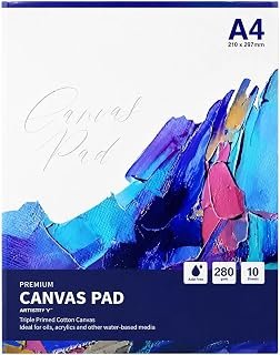 2 Pack Artist Canvas Pad, Triple Primed 280gsm Cotton Canvas Paper A3