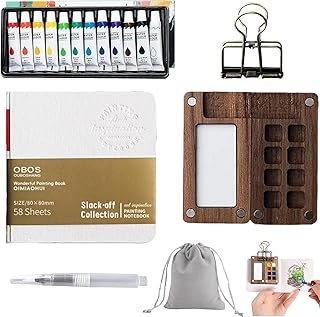 Mini Watercolour Kit Mini Paint Travel Watercolour Set Small Watercolor Paint-only Sets Art Paintings Set Sketch Kit Water Paint Palette Wood Palette Artist Gifts Painting Art Supplies(15 Grids)