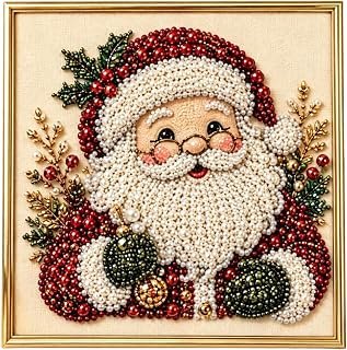 5D Christmas Pearl Beads Art, with Stocking Santa Festive Tree