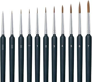 Miniature Paint Brushes, 11 Pcs Detail Paint Brush Set with Ergonomic Handle, Suitable for Acrylic Painting, Oil, Watercolor, Paint by Numbers for Adults