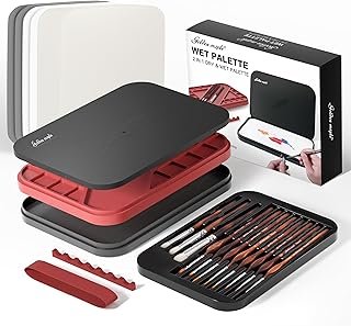 Wet Pallets for Painting Miniatures - Stay Wet Palette for Acrylic Painting Kit with 11PCS Miniature Drybrush Paint Brushes, 100PCS Pallet Paper, 4PCS Sponge, 1PC Brush Holder, 1PC Sponge Tray