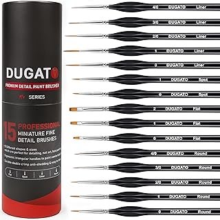 Detail Paint Brush Set, 15pcs Fine Miniature Paint Brushes Kit with Ergonomic Triangular Handle, Holder and Travel Bag, Perfect for Acrylic, Oil, Watercolor, Art, Scale, Model, Face, Paint by Numbers