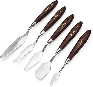 5 Painting Knives, Stainless Steel Spatula Palette Knife Set, Wood Handles