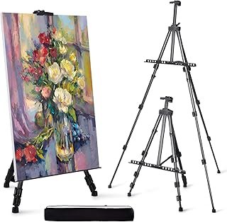 Artify Easel for Painting, Double-Tier Easel Stand, Adiustable Height from 22-66 Inches, Tripod for Painting and Display with Carrying Bag, 66 Inches, Black