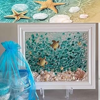 Sea Glass Art Kit, Resin Art & Craft Kit, Sea Glass for Crafts, DIY Resin Beach Art Kit, Weddings & Home Deco (Sea Turtle)