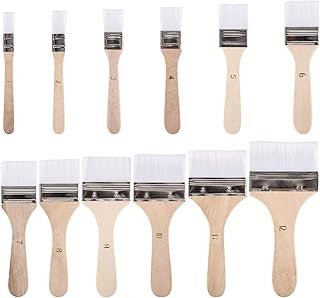 12 Pcs Art Paint Brushes Assorted Sized Nylon Painting Brushes with Wooden Handles for Acrylic, Oil, Paint, Varnishes, Watercolor, Painter, Students, Artist