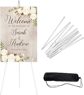 JEAWIWI 2 Pcs Lightweight Easel Stand, 66 Inch, White, with Portable Bag