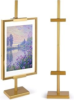 Gold Metal Tabletop Easel Stand Adjustable Brackets Display Rack Metal Display Easel Picture Frame Stand Sign Holder for Canvas Artwork Wedding Signs Photos Up to 76cm Height
