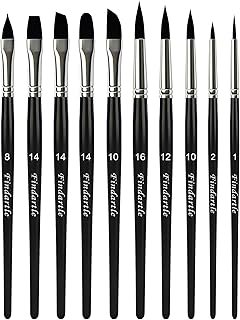 Watercolour Paint Brushes,10 Pcs Acrylic Brushes for Watercolour, Acrylic, Oil, Gouache Painting,Artist Paint Brush with Round,Flat,Filbert,Angle,Rigger,Dagger,Cat Tongue (Black)