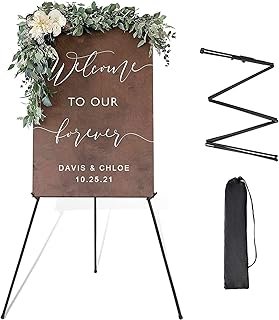 Easel Stand for Display Wedding Sign & Poster, 63'' Foldable Artist Easel for Wedding Banner, Painting Canvas, Poster, Adjustable Metal Easel with Portable Bag
