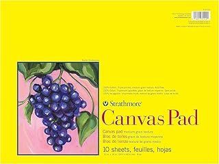 Strathmore 300 Series, Canvas Pad, 12x16 inch, 10 Sheets – Triple Primed, 100% Cotton Canvas, Plein Air Artists, Acrylic Paint and Oil Paint, White