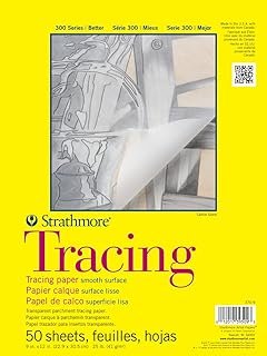 Strathmore 300 Series Tracing Paper Pad, Tape Bound, 9x12 inches, 50 Sheets (25lb/41g) - Artist Paper for Adults and Students