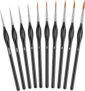 Nylon Paint Brushes Set - 10Pcs Professional Detail Brushes, Fine Point & Spring Bristles, Premium Nylon Hair for Watercolor Oil Acrylic｜Models｜Nail Art｜Miniature