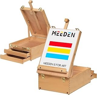 MEEDEN Large Adjustable Tabletop Sketchbox Easel - Multi-Function Solid Beech Wood Desktop Case for Artists, Art Students & Beginners