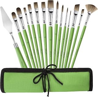 Extreme Detail Paint Brushes, Professional Detail Brush Set for Art Acrylics, Watercolors & Paint by Number, Figurine, Models, Tabletop-with Portable case for Storage（12Pcs