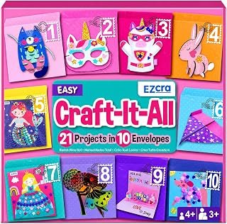 EZCRA Craft Box for Kids Ages 4-8 - 21 Projects Arts and Crafts Kit