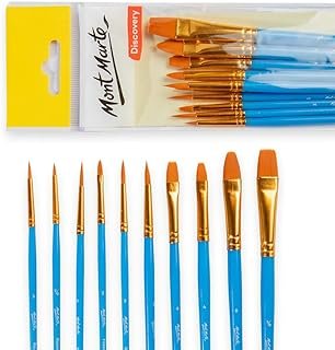 Mont Marte Discovery Assorted Brush Set for Acrylic, Poster and Oil Paints (10 Pieces)
