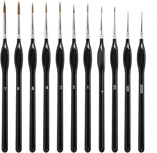 11 Pcs Detail Paint Brush Set - Professional Fine Tip Miniature Brushes for Acrylic, Watercolor & Oil Painting - Perfect for Model Kits, Nail Art & Rock Painting (Black)