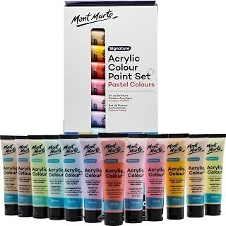 Mont Marte Signature Pastel Colours Acrylic Colour 12-Pieces Set, 36 ml