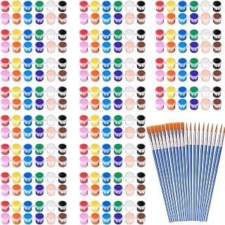 280 Pcs Mini Acrylic Paint Set, Washable 12 Colors Washable Acrylic Paint Strips with Paint Brushes Craft Paint Set Container Strips for Painting Artistic Crafts