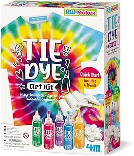 4M KidzMaker Tie Dye Art Kit for Kids – DIY Fabric Painting Craft Set – Easy Beginner Tie Dye Activity – Creative Arts & Crafts Gift Ages 8+