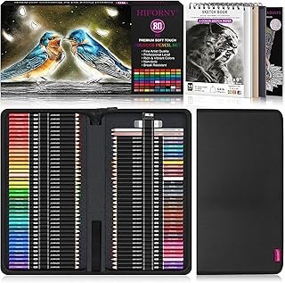 HIFORNY 80PCS Colored Pencils Set for Adults – 72 Soft Core Colored Pencils with Sketchbook, Coloring Book,Blender,Burnisher,Eraser,Sharpener & Color Chart – in Gift Box & Zipper Case