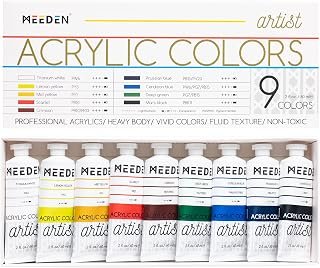 MEEDEN Acrylic Paint Set: 60ml/2oz*9 Colors Heavy Body Acrylic Paint Tubes