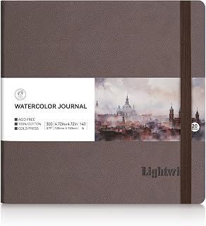LIGHTWISH Watercolor Sketchbook, Hot Press, 12 x 12 cm, 20 Sheets