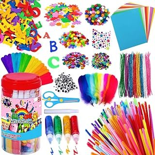 Arts and Crafts Supplies - Craft Art Supply Jar Kit for Crafting Activity - Collage Arts Set for DIY Home Project