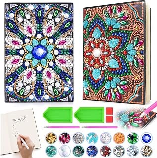 Craft Kits for Kids Age 6-8-9-10, Girls Birthday Presents for 5 7 11 12 Year Old Notebook Diamond Art Painting Kit Arts and Crafts for Kids Toys for 5-10 Year Old Girl Gifts Diary Cute Stationery Set (2 pcs)