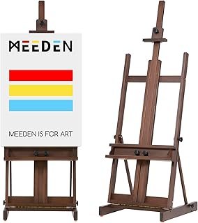 MEEDEN Easel with H-Frame, Large Adjustable, Solid Beech Wood for Artists Painting, for Canvas up to 178 cm, with Storage Compartment, Walnut