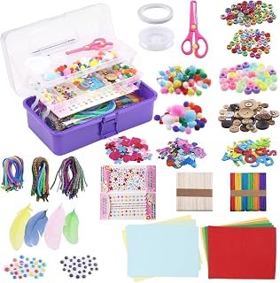 Glarks 917pcs Purple Craft Arts Supply Kit, Crafting Supplies with 3pcs Installed Tools Set in Portable 3 Layered Plastic Box for DIY Project