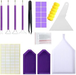 54PCS Diamond Art Painting Kit, Complete DIY Tools & Accessories Set with Pens, Trays, Tweezers, Glue, Diamond Correction, and Storage for Adults & Kids Crafting