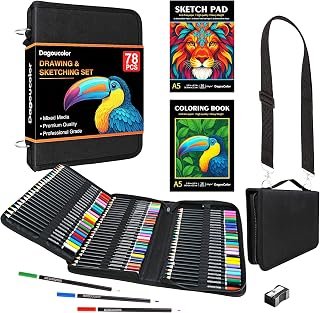 Drawing Pencils in Shoulder Bag - 78 Pack Set