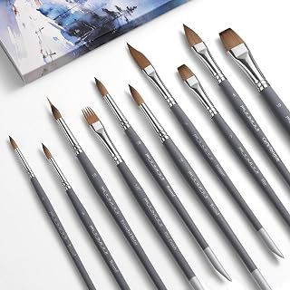Watercolour Brushes Professional-10Pcs Artist Sable Hair Paint Brushes