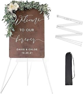 Easel Stand for Display Wedding Sign & Poster, 63'' Foldable Artist Easel for Wedding Banner, Painting Canvas, Poster, Adjustable Metal Easel with Portable Bag